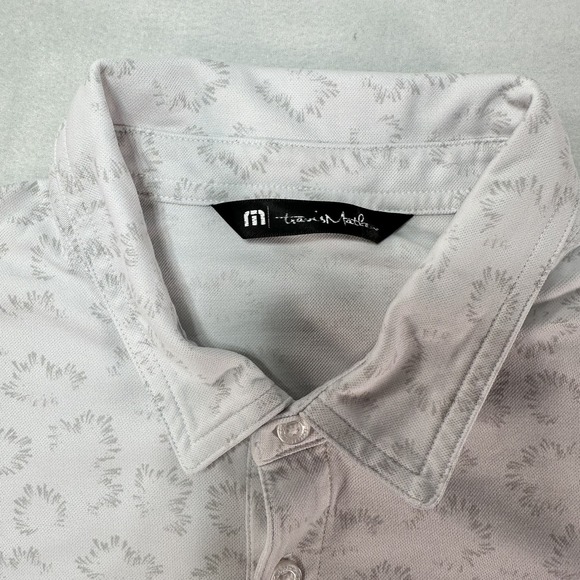 TravisMathew Polo Shirt Men's Large White Gray‎ Pattern Golf Performance Casual - Picture 3 of 10